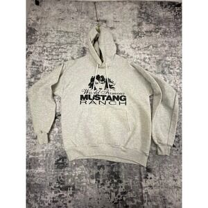 Vtg Mustang Ranch Hoodie Sweatshirt Hanes Activewear L Nevada Brothel Souvenir